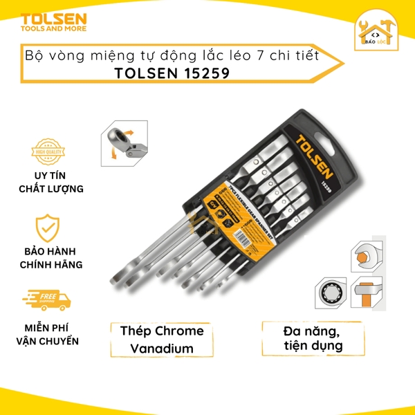 Bộ 7 chìa khóa vòng miệng lắc léo tự động Tolsen 15259 - Hàng chính hãng.