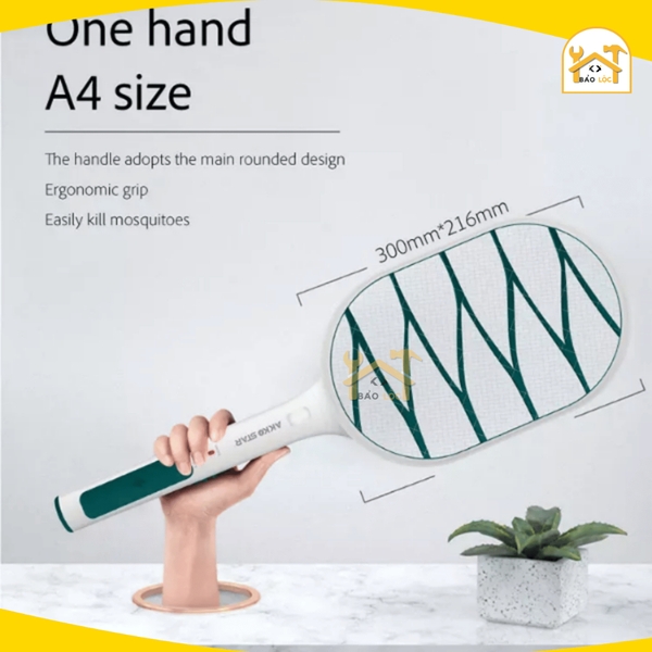 Vợt Muỗi Điện Thông Minh Có Đèn LED AKKO STAR 88754 - Hàng chính hãng.