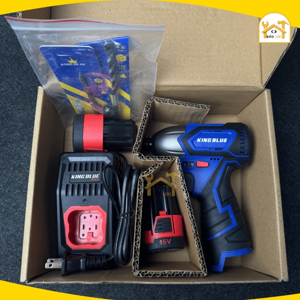 Máy Bắn Vít 16V KingBlue KB16VB2, Động cơ không chổi than, Bảo hành thân máy và pin 16 tháng, Hệ chân Pin Bosch