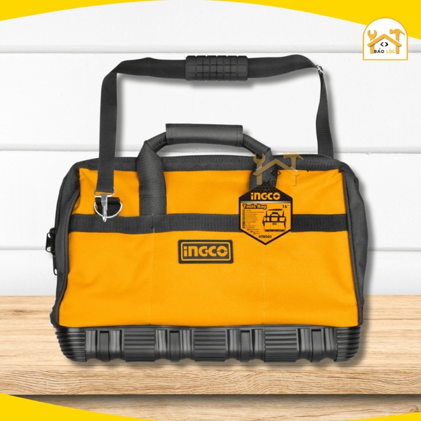 Túi đồ nghề INGCO HTBG03 16 inch, đế nhựa chống mài mòn, vải chống thấm, có quai đeo trên vai