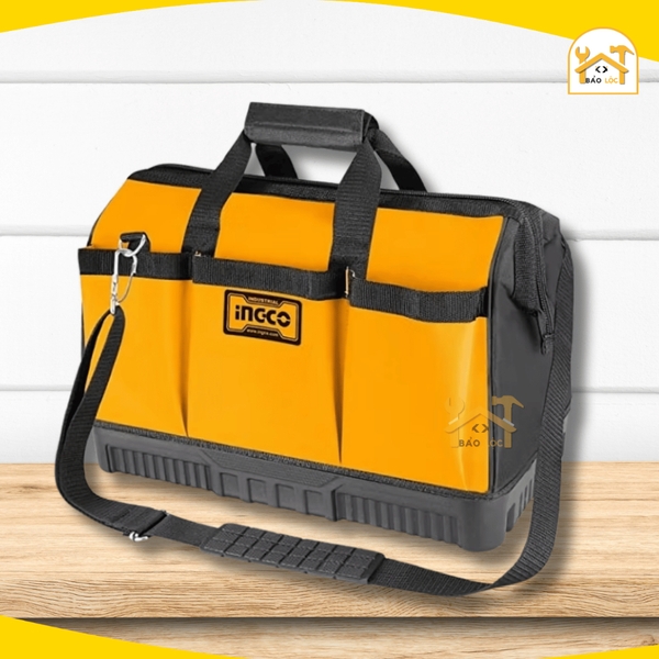 Túi đồ nghề INGCO HTBG03 16 inch, đế nhựa chống mài mòn, vải chống thấm, có quai đeo trên vai