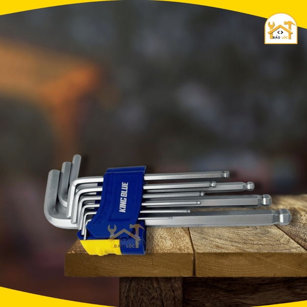Bộ 9 lục giác KingBlue KL5-09 Kingblue (đầu bi) Thép Cr-V bền bỉ - Hàng chính hãng.