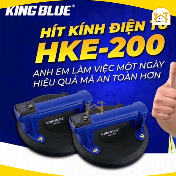 Hít Kính Điện Tử, Đường Kính Cốc Hút 200mm KINGBLUE HKE-200, Màn hình điện tử, Lực hút dọc 140kg, Chất liệu cao su Buna-