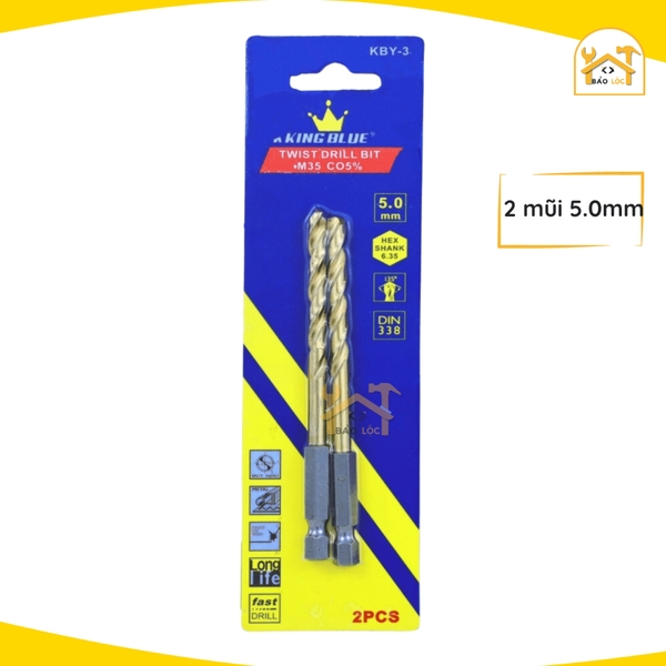 Mũi khoan Inox, khoan sắt chuôi lục giác Kingblue, 5% Cobalt M35, KBY3 - hàng chính hãng