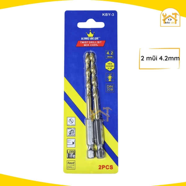 Mũi khoan Inox, khoan sắt chuôi lục giác Kingblue, 5% Cobalt M35, KBY3 - hàng chính hãng