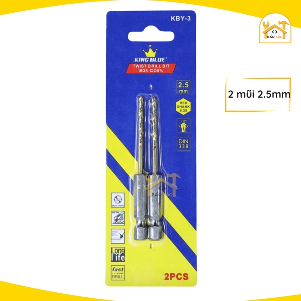 Mũi khoan Inox, khoan sắt chuôi lục giác Kingblue, 5% Cobalt M35, KBY3 - hàng chính hãng