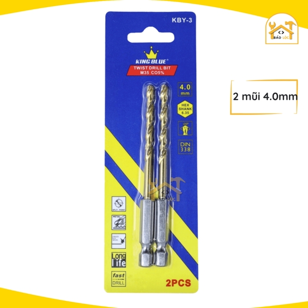Mũi khoan Inox, khoan sắt chuôi lục giác Kingblue, 5% Cobalt M35, KBY3 - hàng chính hãng