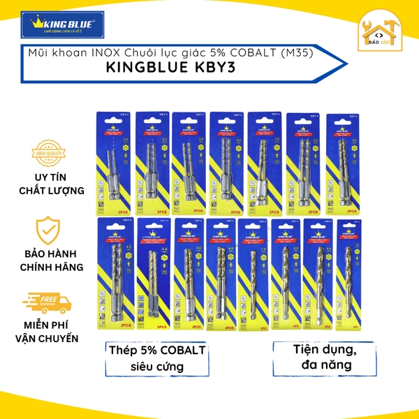 Mũi khoan Inox, khoan sắt chuôi lục giác Kingblue, 5% Cobalt M35, KBY3 - hàng chính hãng