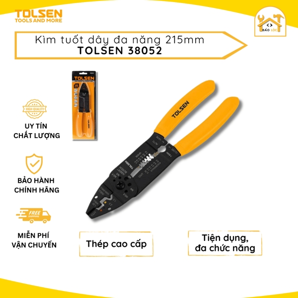 Kìm tuốt dây đa năng, bấm cos 215mm Tolsen 38052 - Hàng chính hãng.