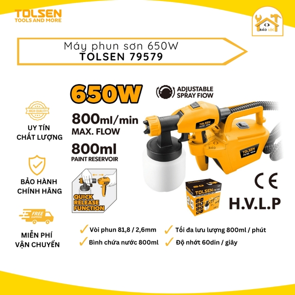 Máy phun sơn điện đề sàn 650W Tolsen 79579 - Hàng chính hãng.
