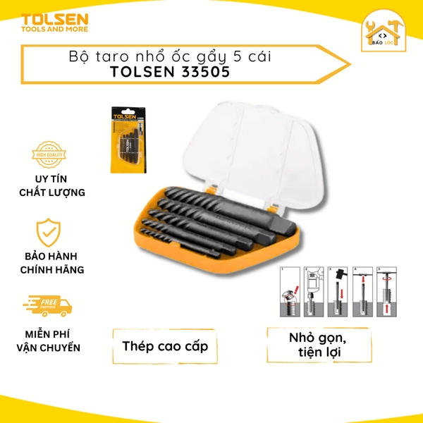 Bộ taro nhổ ốc gẩy 5 cái Tolsen 33505 - Hàng chính hãng.