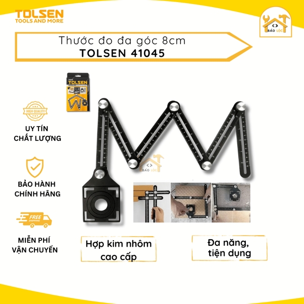 Thước định vị lỗ khoan - cắt ốp lát gạch (6 gốc gấp) Tolsen 41045 - Hàng chính hãng.