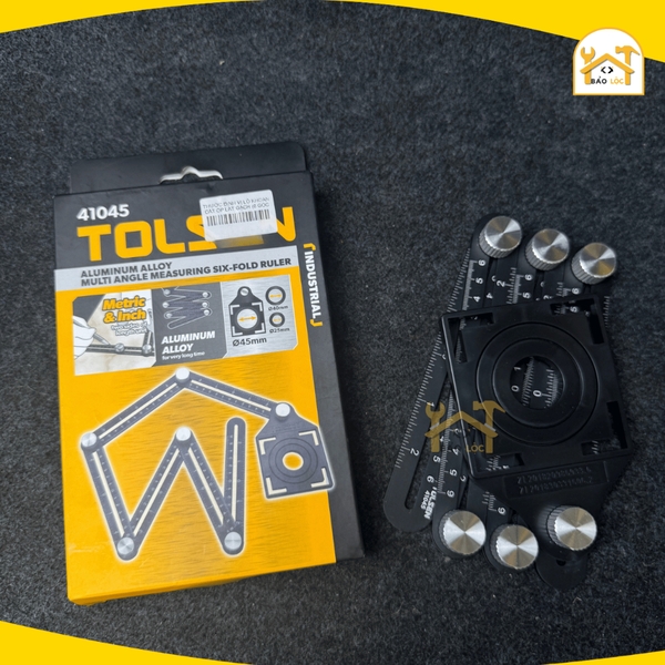 Thước định vị lỗ khoan - cắt ốp lát gạch (6 gốc gấp) Tolsen 41045 - Hàng chính hãng.