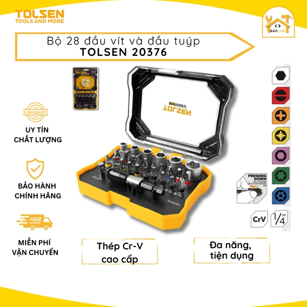 Bộ vít và tuýp 28 chi tiết Tolsen 20376 - Hàng chính hãng.