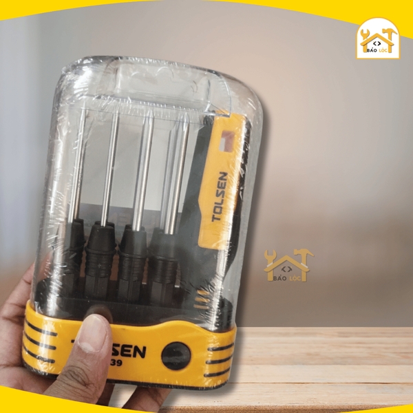 Bộ Vít Tolsen 20039 - 9 Cây 8IN1, Chất Liệu Thép CRV Chịu Nhiệt Tốt, Tay Cầm Nhựa Mềm Dẻo, Đầu Vít Có Nam Châm, Hàng Chí