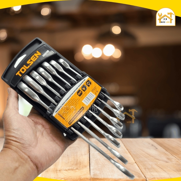 Bộ cờ lê vòng miệng tự động 7 chi tiết Thép Crv bền bỉ TOLSEN 15229 - Hàng chính hãng.