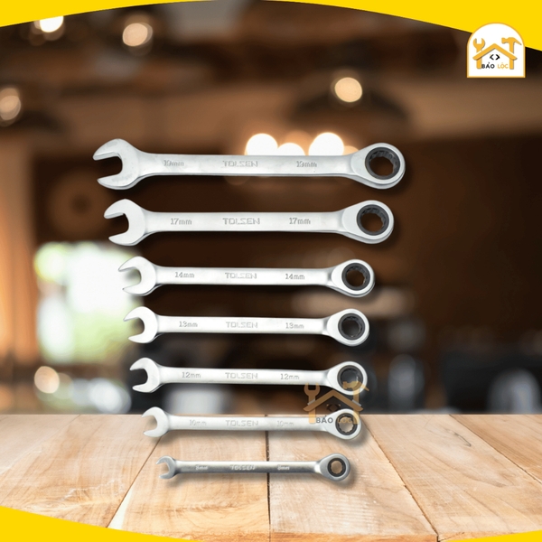 Bộ cờ lê vòng miệng tự động 7 chi tiết Thép Crv bền bỉ TOLSEN 15229 - Hàng chính hãng.