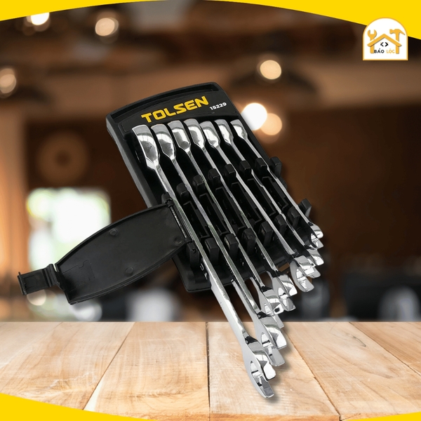Bộ cờ lê vòng miệng tự động 7 chi tiết Thép Crv bền bỉ TOLSEN 15229 - Hàng chính hãng.