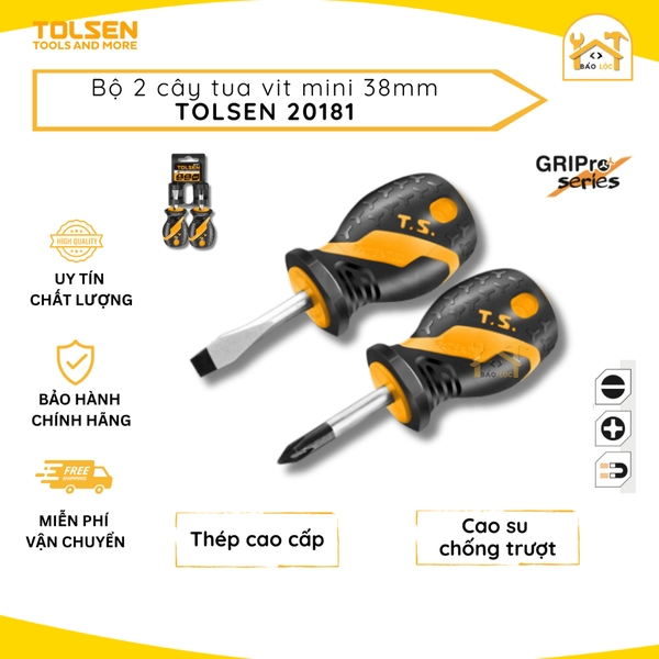 Bộ 2 cây tua vít mini 38mm TOLSEN 20181 - Hàng chính hãng.