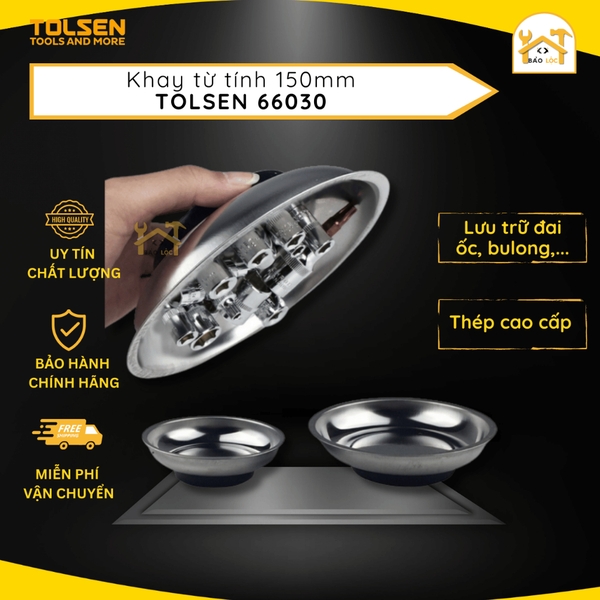 Đĩa nam châm, khay từ tính Tolsen 66030 đường kính 150mm - Hàng chính hãng.