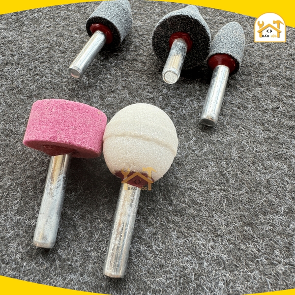 Bộ 5 mũi đá mài TOLSEN 77110, Chất liệu đá Aluminum Oxide có khả năng chống biến dạng.