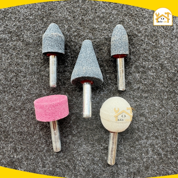 Bộ 5 mũi đá mài TOLSEN 77110, Chất liệu đá Aluminum Oxide có khả năng chống biến dạng.