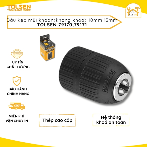 Đầu kẹp mũi khoan 10mm, 13mm (không cây khóa) Tolsen 79170, 79171 - Hàng chính hãng.