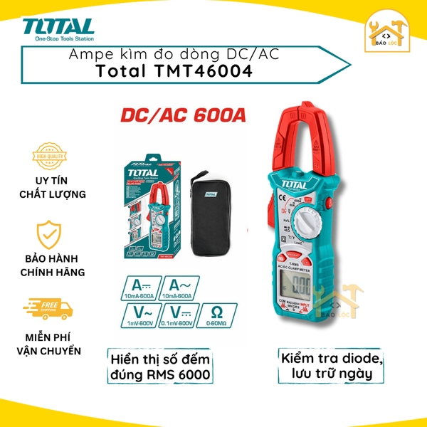 Ampe Kềm đo DC - AC kỹ thuật số TOTAL TMT46004 - Hàng chính hãng.