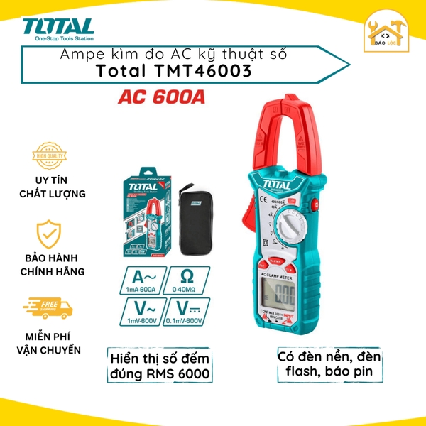 Ampe kìm đo AC kỹ thuật số Total TMT46003 - Hàng chính hãng.
