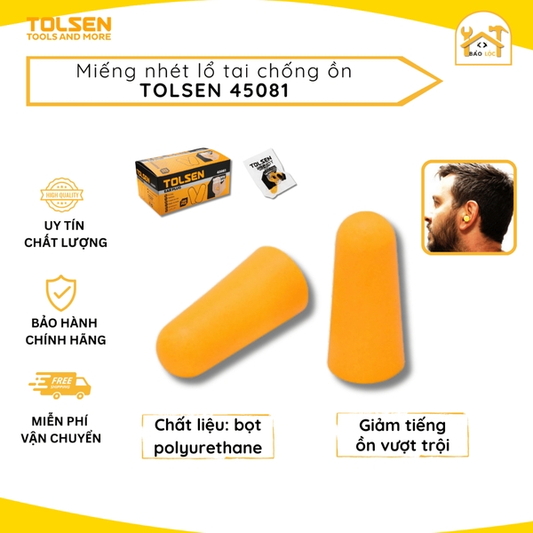 Miếng nhét lỗ tai chống ồn Tolsen 45081 chất liệu bọt polyurethane mịn và dẻo - Hàng chính hãng