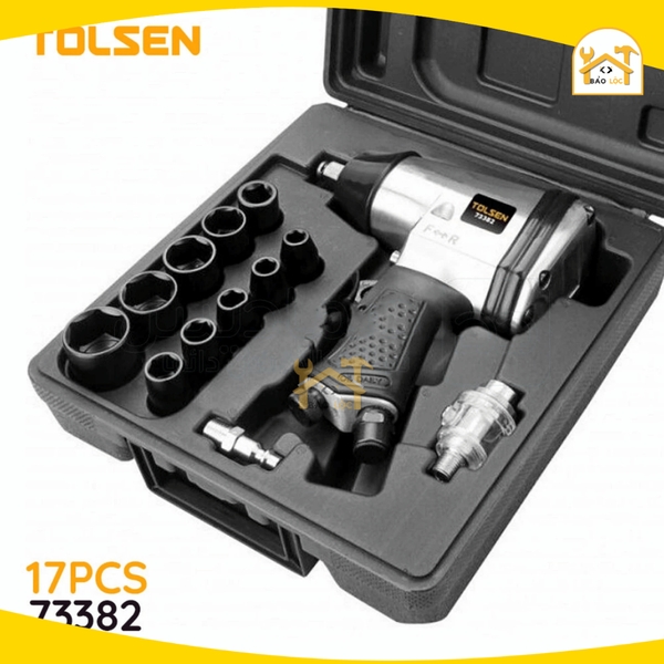 Bộ 17 món súng hơi mở bulong 340Nm 1/2 Tolsen 73382, Máy siết vặn bu lông (bulong) dùng khí nén