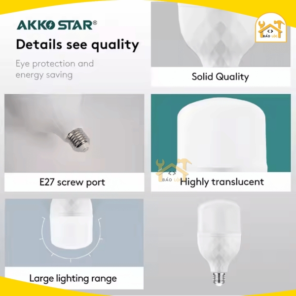 Bóng đèn led bulb tròn AKKO STAR 15W/20W/30W/40W/50W tiết kiệm điện năng 80% - Hàng chính hãng.