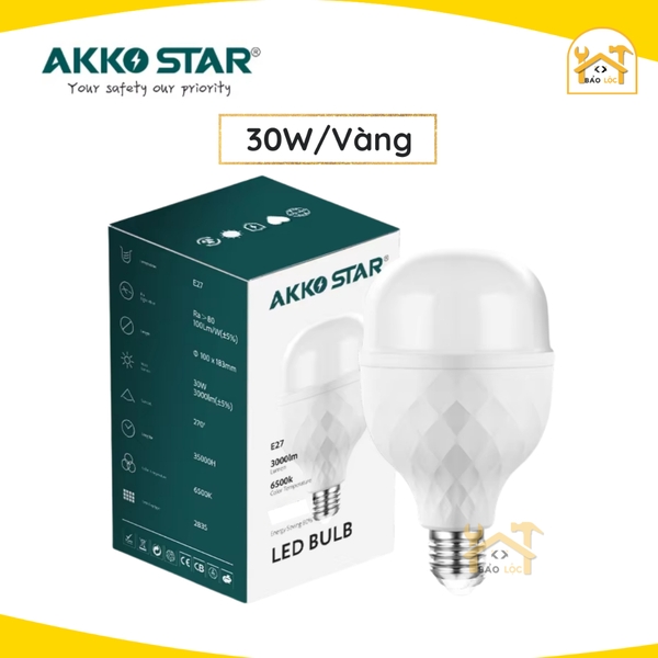 Bóng đèn led bulb tròn AKKO STAR 15W/20W/30W/40W/50W tiết kiệm điện năng 80% - Hàng chính hãng.