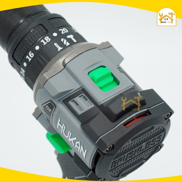 [Mới 2025] Máy khoan pin HUKAN H16-G2X-Q2, Lực siết 55Nm - Động cơ Không chổi than, Đầu Kẹp 10mm