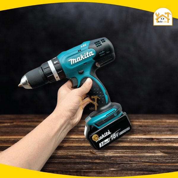 Máy khoan búa, vặn vít dùng pin 18V Makita DHP453SFX8 (Combo pin + sạc) - Hàng chính hãng.