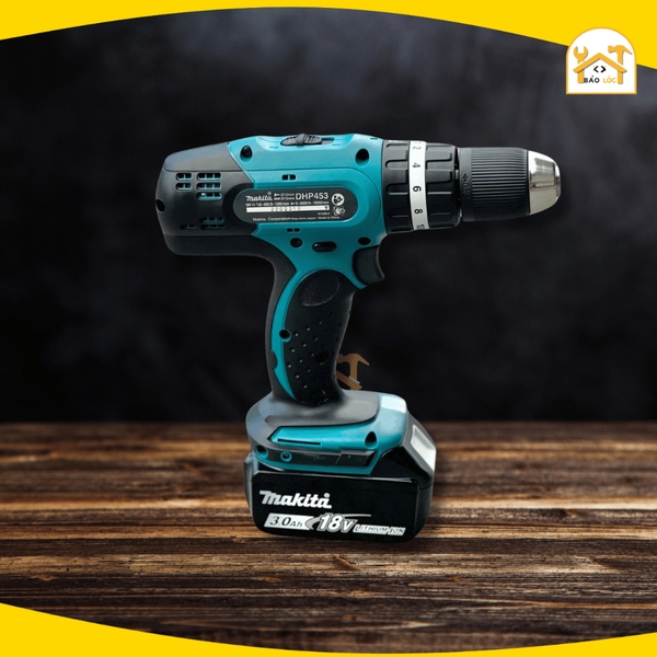 Máy khoan búa, vặn vít dùng pin 18V Makita DHP453SFX8 (Combo pin + sạc) - Hàng chính hãng.