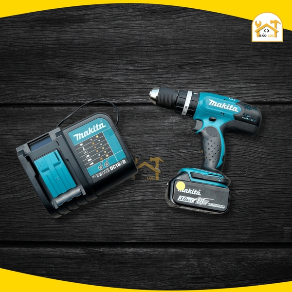 Máy khoan búa, vặn vít dùng pin 18V Makita DHP453SFX8 (Combo pin + sạc) - Hàng chính hãng.