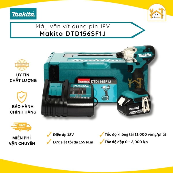 Máy Vặn Vít Dùng Pin 18V MAKITA DTD156SF1J (Body và combo ) - Hàng chính hãng.