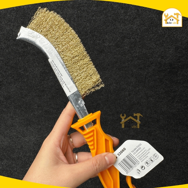 Bàn chải sắt 250mm TOLSEN 32060, sợi thép vàng óng, cọ sát cao, cọ rửa các loại máy móc, thiết bị