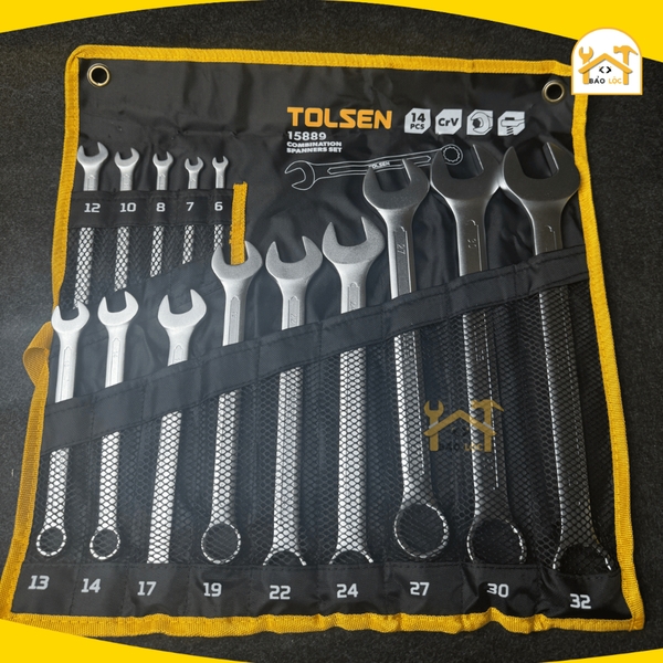 Bộ 14 chìa khóa cờ lê vòng miệng 6-32mm TOLSEN 15889 - Hàng chính hãng.