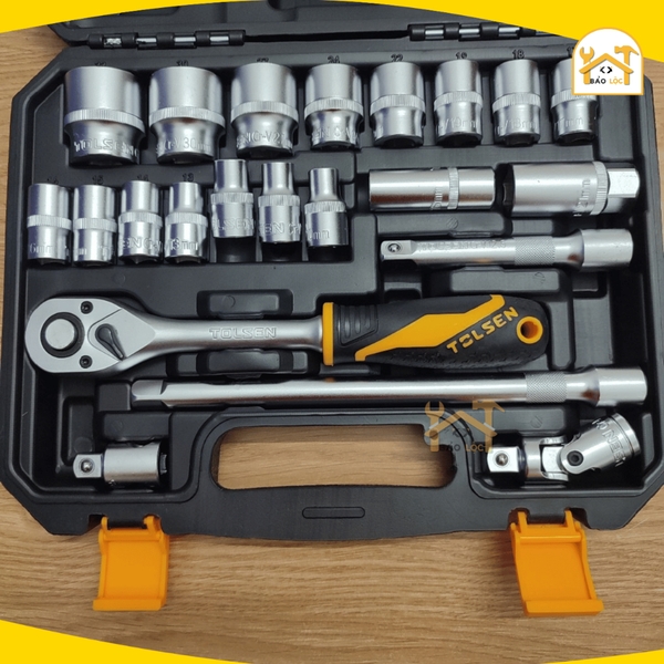 Bộ đầu tuýp 1/2, bộ đồ nghề sửa xe 22 chi tiết Tolsen 15139 - Hàng chính hãng