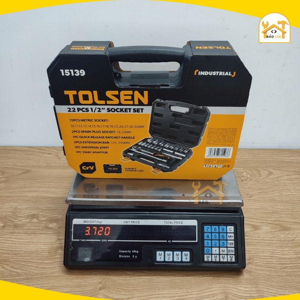 Bộ đầu tuýp 1/2, bộ đồ nghề sửa xe 22 chi tiết Tolsen 15139 - Hàng chính hãng