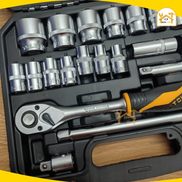 Bộ đầu tuýp 1/2, bộ đồ nghề sửa xe 22 chi tiết Tolsen 15139 - Hàng chính hãng
