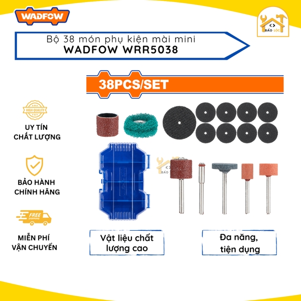 Bộ 38 linh kiện đa năng máy mài khuôn mini WADFOW WRR5038 linh kiện mài cắt mini chất lượng cao, đa dụng