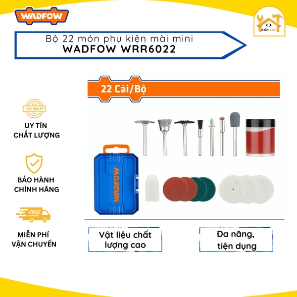 Bộ 22 món phụ kiện mài mini WADFOW WRR6022, đĩa mài long cừu cán 3, bàn chải mài, đĩa cắt, sáp đánh bóng. bàn chải nylon