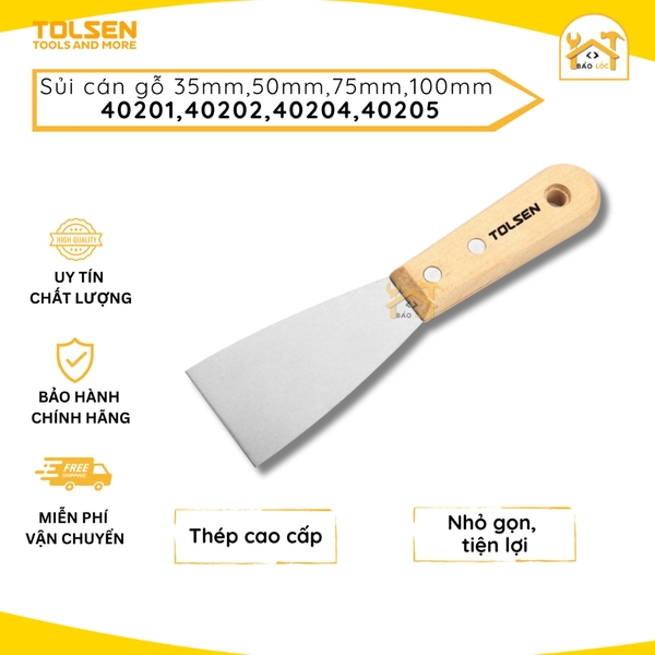 Dụng cụ sủi cán gỗ TOLSEN đủ các cỡ từ 35-50-75-100mm 40201/40202/40204/40205 - Hàng chính hãng.