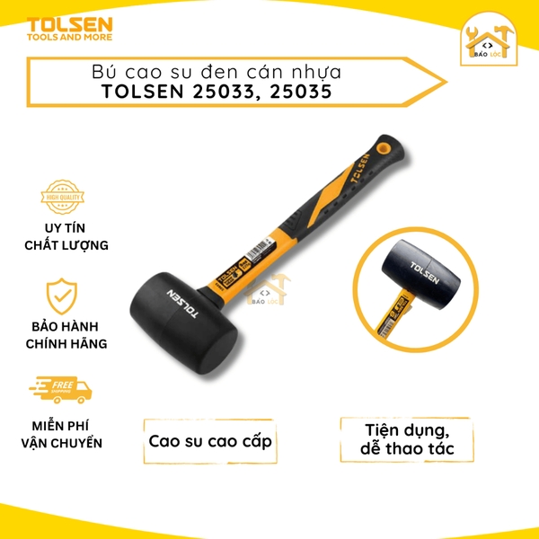 Búa Cao Su Đen cán nhựa 80z/160z Rubber Head TOLSEN 25033/250355 - Hàng chính hãng.