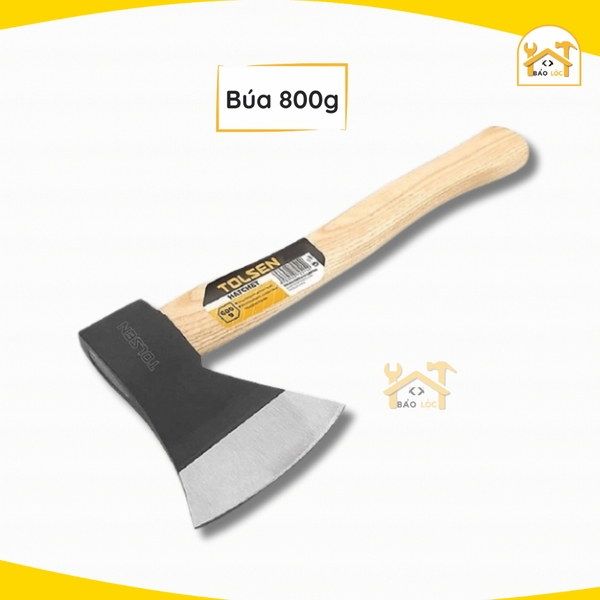 Búa rìu cán gỗ 600g, 800g, 1000g, 1250g - TOLSEN (25253, 25254, 25255, 25256) thép Carbon, bổ củi, chặt cây