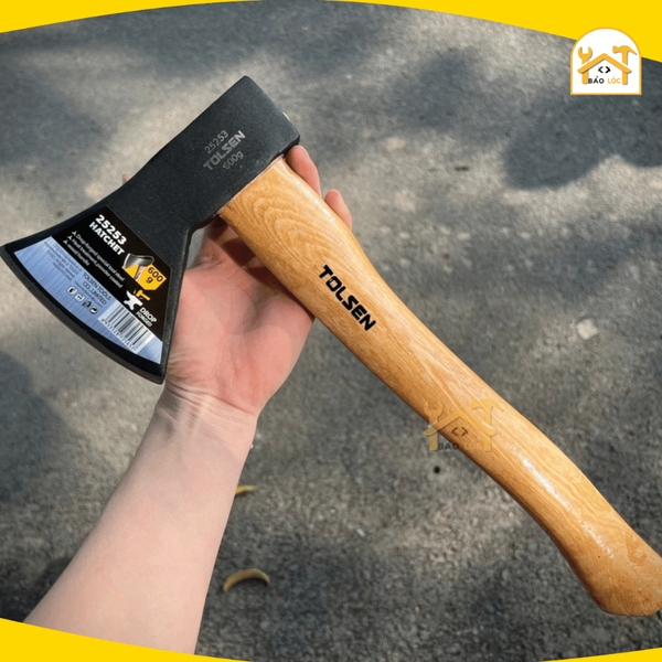 Búa rìu cán gỗ 600g, 800g, 1000g, 1250g - TOLSEN (25253, 25254, 25255, 25256) thép Carbon, bổ củi, chặt cây