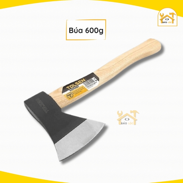 Búa rìu cán gỗ 600g, 800g, 1000g, 1250g - TOLSEN (25253, 25254, 25255, 25256) thép Carbon, bổ củi, chặt cây
